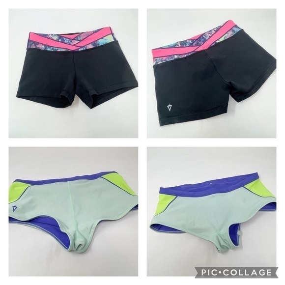 IVIVVA Girl’s Lot of 2 Reversible Swim Bottom and Shorts Multi Black Green Sz 14 - Picture 1 of 15